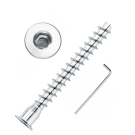 Confirmat Screws, M6.3 x 40 mm 10 PCs, Hex Socket Drive Countersunk Furniture Connecting Self-Tapping Screw Set Carbon Steel Zinc Plated