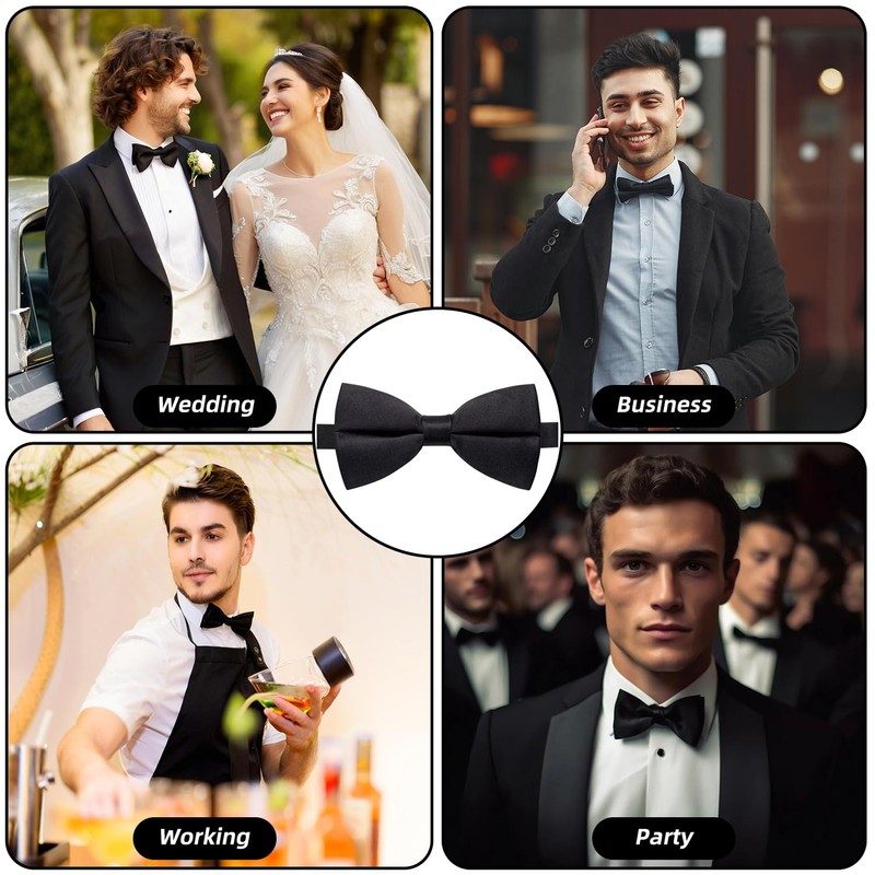 Guokoo Bow Ties for Men Solid Color Bow Tie Pre-Tied