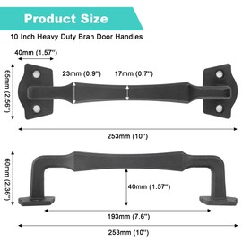 Eumtenr Sliding Barn Door Handles, 10 Inch Heavy Duty Rustic Design Barn Pull Handle, for DIY Sliding Barn Door, Gate, Shed, Garage | Square Solid Metal Material, Matte Black Powder Coated Finish