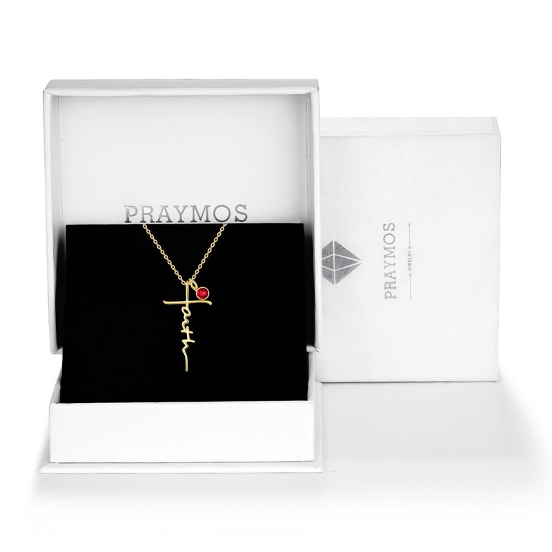PRAYMOS Faith Necklace Gold Cross Necklaces for Women Sterling Silver