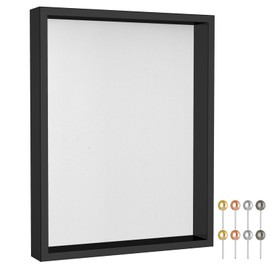 Califortree 11x14 Shadow Box Frame with Soft Linen Back - Metal Push Pins Included, Memory Large Shadow Box Display Case for Bouquet Awards Medals Wedding Photos and More, Black