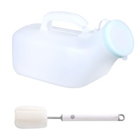 1 Piece Urinal Bottle for Men with 1 Piece Cup Brush Emergency Urinal Urinal Urine Collector Portable Men's Urinal Anti Leak Urine Bottle for Men (White)