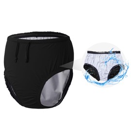 Reusable Swim Diapers for Adults Waterproof Leakproof Incontinence Swimwear Underwear for Men and Women with Special Needs（Black，L）