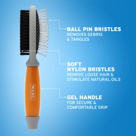 Wahl Double Sided Brush, Pet Brush for Dogs and Cats, 2 in 1 Brush, Professional Grooming Tools, Removes Knots and Tangles, Gel Handle, Pin Brush for Pets