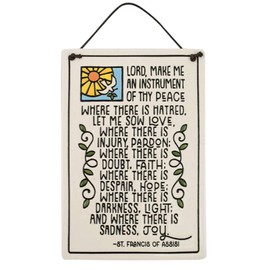 American Made Prayer of Saint Francis Ceramic Wall Plaque, 7.25-Inches