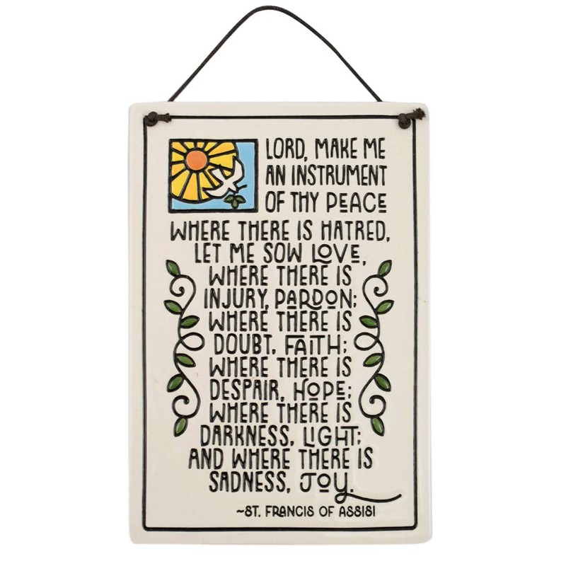 American Made Prayer of Saint Francis Ceramic Wall Plaque, 7.25-Inches