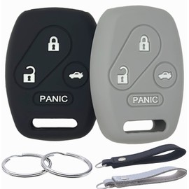 REPROTECTING Silicone Rubber Key Fob Cover Compatible with Honda Civic SI Hybrid EX Accord CR-V EX SE Pilot Element KR55WK49308 N5F-A05TAA N5F-S0084A (Black Grey