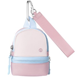 Babysun Mini Backpack Keychain Wristlet Pouch Small Change Coin Purse Cute Zipper Wallet With 3 RFID Card Slots For Women/Men Airpods Cosmetics (Pink Blue), Pink Blue, Mini Backpack Keychain Wristlet