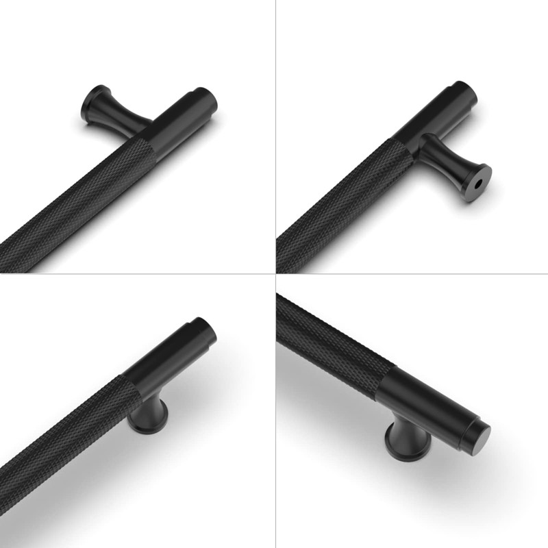 9BUILD 10 Pack 3.75 Inch Knurled Cabinet Handle Matte Black
