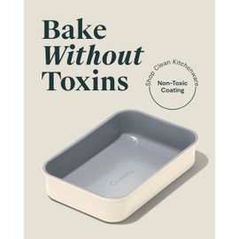 Caraway Nonstick 9” x 6.5” Small Rectangle Baking Pan – Non-Toxic, PTFE & PFOA Free – Aluminized Steel Core – Deep Ceramic Baking Pan for Casseroles, Lasagna & More - Cream