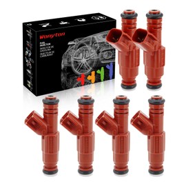 Wonyton Fuel Injectors 4.0L Compatible with For:-Jeep Cherokee 1999 2000 2001 Wrangler 1999-2004 Grand Cherokee 1999-2004, Replace OE 0280156161 (Set of 6)