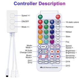 Iegefirm SP511E WiFi Music LED Controller for WS2812B WS2811 Addressable Pixel RGB LED Strip Dual Output Voice App Control