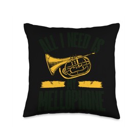 Marching Mellophone Lyre Brass Accessories Mellophone Lover Marching Band Mellophonist Player Throw Pillow, 16x16, Multicolor
