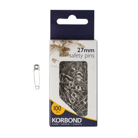 Korbond Safety Pins, Alloy Steel, Silver, 27mm