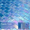 Diflart Glass Mosaic Tiles, Iridescent Blue, 1x2 Inch Brick, Glass