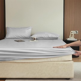 High Quality Fitted Sheet, Single Mattress Cover, Bed Sheet, Box Sheet, Cotton Blend, Smooth Gloss, Hotel Quality, 300 Sheets Sold Individually With Elastic All Around Elastic, Washable, No Pilling