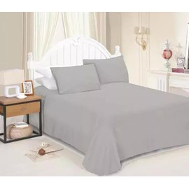 Black Horse Flat Sheet - Poly Cotton Easy Care Soft Brushed Microfibre Fabric - Wrinkle, Shrinkage and Fade Resistant | Hotel Quality Bedding Sheet - Silver