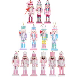 VorFor 13 Piece Set Of Macaron Nutcracker Soldier, 12CM Nutcracker Christmas Decorations,Wood Ornament,Christmas Christmas Tree,Fireplace Mantel Christmas Decorations.
