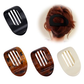 tiyiyok Haarspangen Damen, Flat Claw Clip Für Damen, Acetat Flache Haarklammern, 4 Stk, Geeignet für Dickes Und Dünner Werdendes Haar, Bequem Gebogene Flache Clips