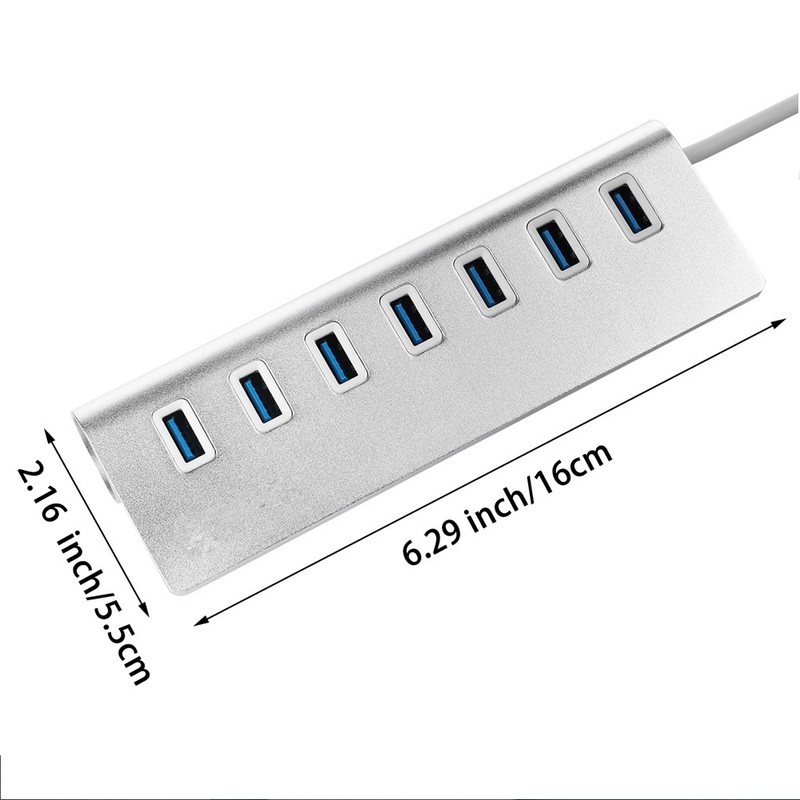 USB 3.0 Splitter Aluminum Alloy Hub 7-in-1 Docking Station for