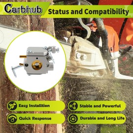 Carbhub 300981002 Carburetor fit for Homelite 33cc UT-10532 UT10947A Ryobi RY74003D Replace 984922001 A09159 A09159A Zama C1Q-H42 C1Q-601 Chainsaw Carb with Primer Bulb Carb Tool