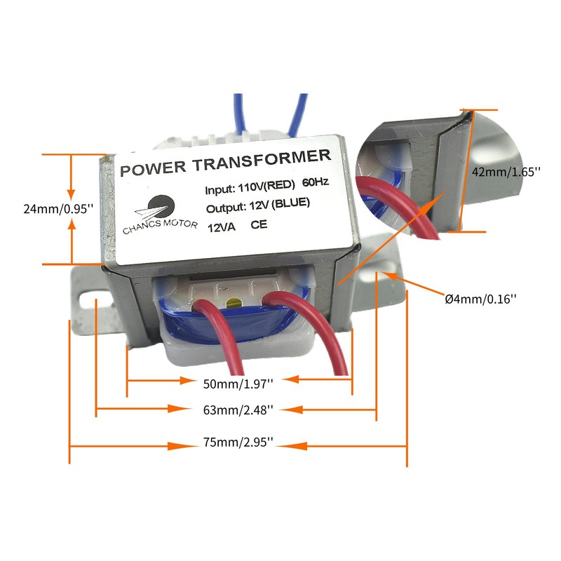 CHANCS Power Transformer Input 110V Output 12V AC/AC Transformer for