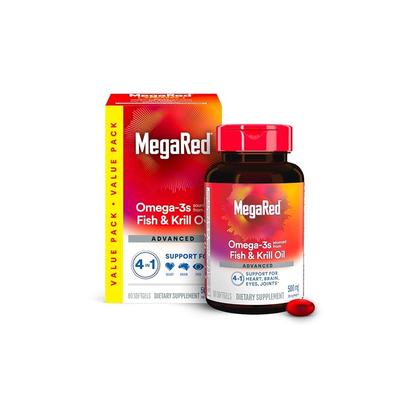 MegaRed Advanced 4-in-1 Omega-3 Fish Oil and Krill Oil Dietary