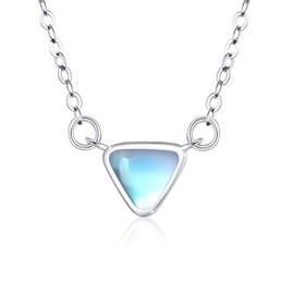 REDSUN Moonstone Necklace 925 Sterling Silver Moonstone Pendant Rainbow Moonstone Necklace Jewellery for Women Girls Kids