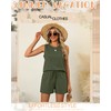 Ficerd Women's Summer 2 Piece Outfits Sets Cotton Linen Sleeveless