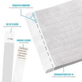 WristCo Silver 3/4" Tyvek Wristbands - 1000 Pack Paper Wristbands for Events