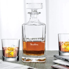 Engraved Barcelona Skyline - Decanter Set with Rocks Glasses - 3pcs