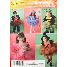 Simplicity 2794 Costumes for Toddlers...Ladybug, Bumble Bee, Witch, Flower Fairies Size A (1/2,1,2,3,4)