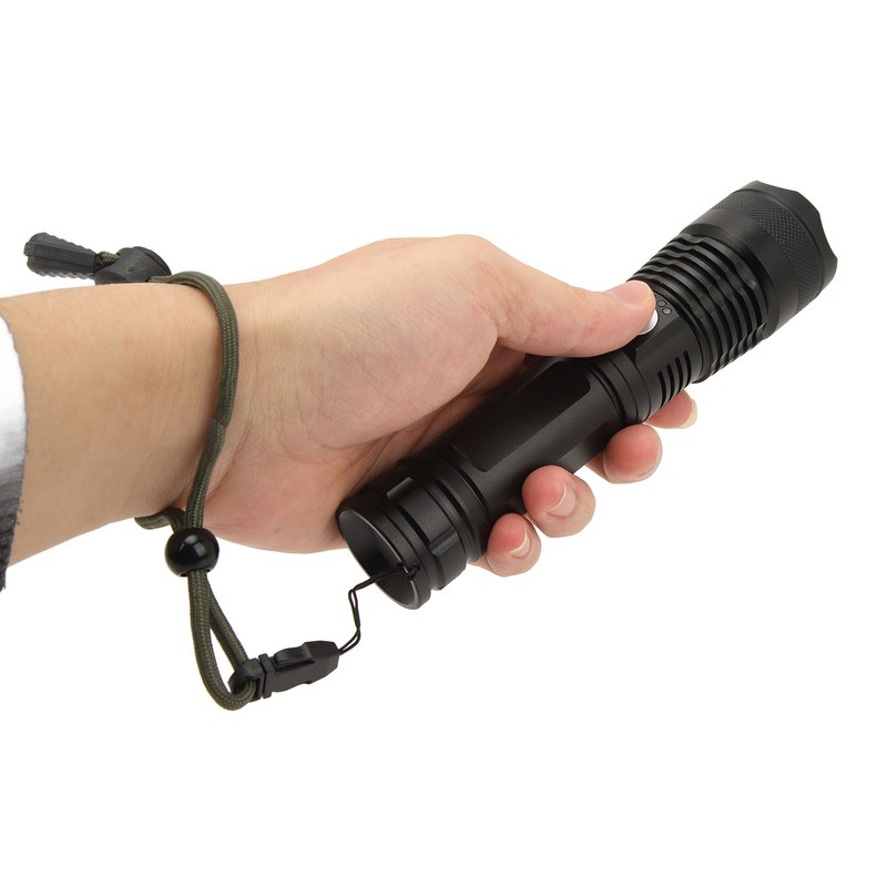 Strong Light Flashlight Aluminum Alloy USB Rechargeable Telescopic Zoom White