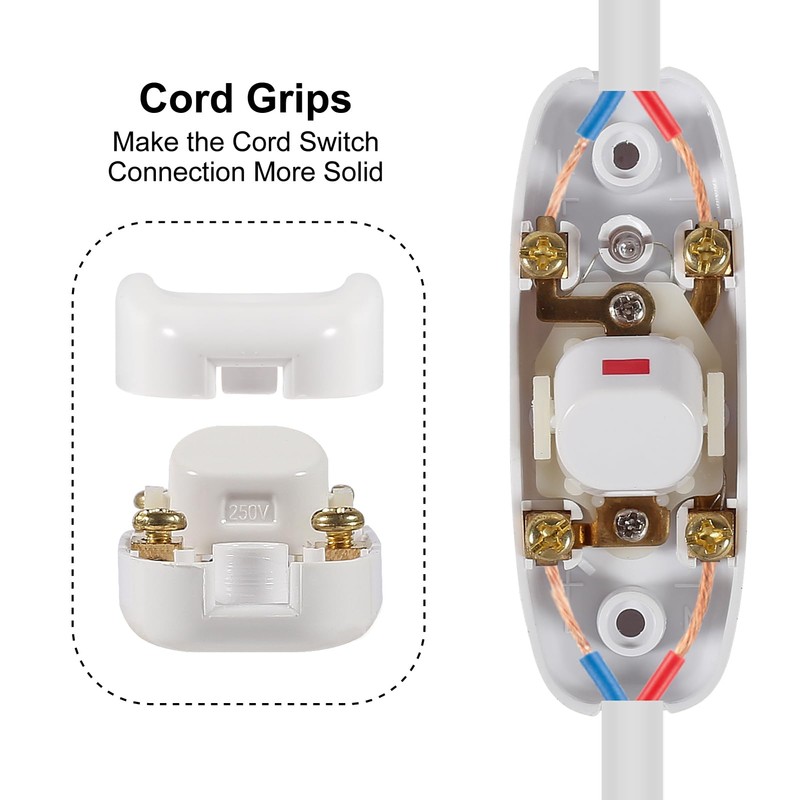 XIITIA 2pcs Inline Cord Switch, AC 250V 10A Light Switch