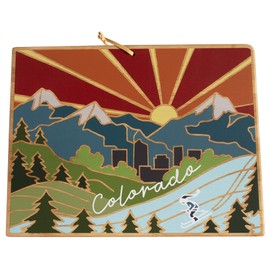 Totally Bamboo Colorado State Shaped Cutting Board and Charcuterie Serving Platter with Artwork by Summer Stokes, Includes Hang Tie for Wall Display