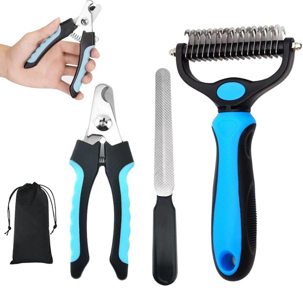 Axel Mood® Nail Brush and Cutter for Dogs and Cats - Complete Professional Grooming with this Pack Nail File and Brush for Pets Long or Short Hair