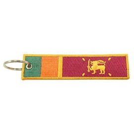 Sri Lanka Flag Key Chain, 100% Embroidered