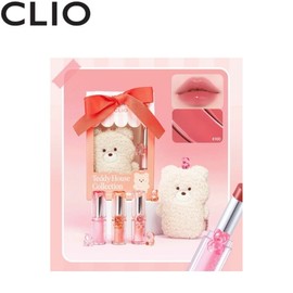 CLIO Crystal Glam Balm 3.2g+Teddy Bear Keyring Pouch Set 2items, Color:102 Sunpeach Teddy