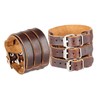 JUNRUCTH 2PCS Genuine Leather Wristband Bracelet for Mens Women Triple