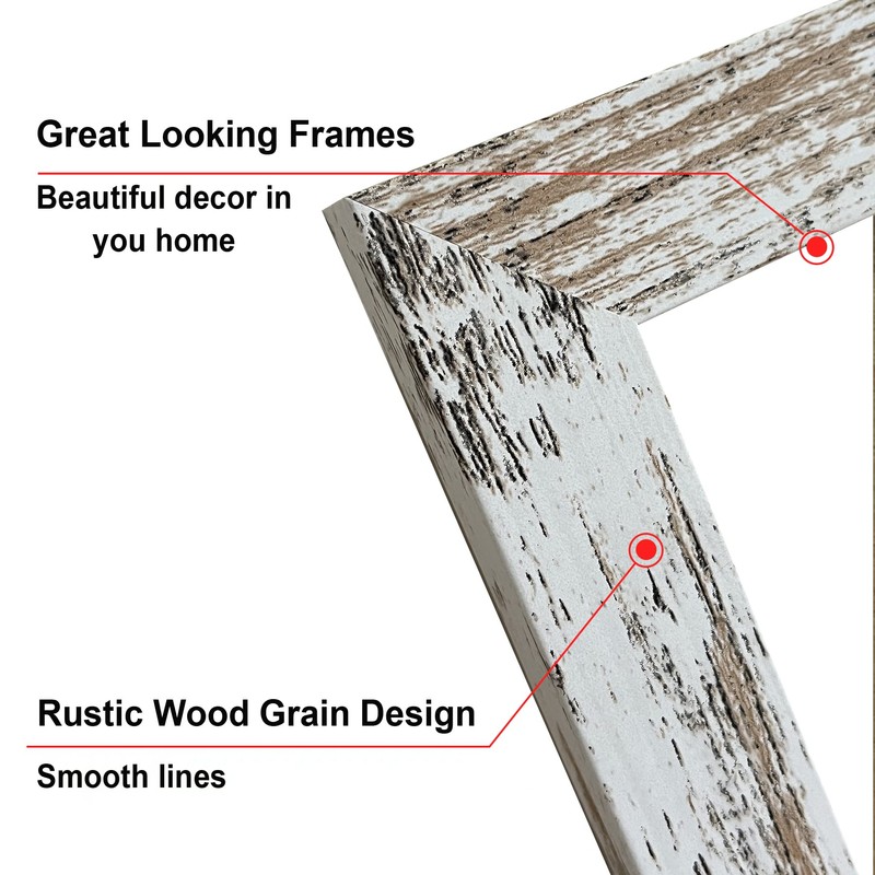 SESEAT 8x10 Picture Frame Rustic Distressed White, Display Pictures for