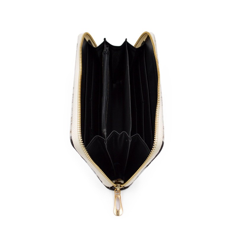 Premium Eiffel Tower & Map Print PU Leather Long Continental