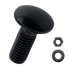 5/16-18 x 1" Black Carriage Bolts with Nuts and Washers Kits (10 Sets), 304 Stainless Steel 18/8, Black Finish, Round Head, Square Neck, Heavy Duty Bolts, Indoor Outdoor Fastening Bolts, Fayeploo