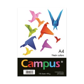 Campus - Colour Paper A4 100 Pack 80gsm 210x297mm Coloured A4 Papers Soft Touch Perfect for Binding, Office, Drawing and Crafts, Neon Yellow