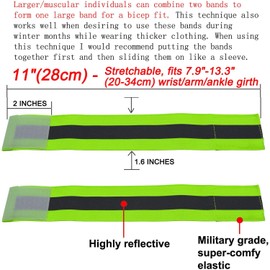 4PCS High Visibility Reflective Night Running Walking Elastic Strap Wristbands Ankle Bands Armbands Safety for Cycling Walking Running Camping Outdoor Sports-Fits Women, Men & Kids (2 Pairs / 4 Bands)