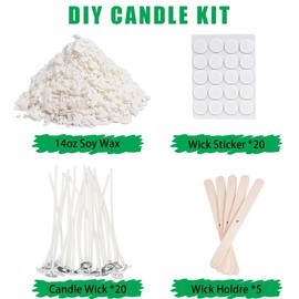 Natural Soy Wax for Candle Making, 14oz Organic Soy Wax Flakes with 20pcs Wick, 20pcs Wick Stickers and 5 Centering Device for Candle Making