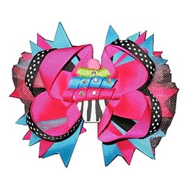 NEW "ZEBRA CUPCAKE Tulle" Alligator Clips Girls 5 Inch Hair Bows Ribbon Sculpture Birthday Party Celebration Holiday Grosgrain Ribbon