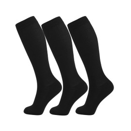 +MD 3 Pairs Light Compression Socks for Women & Men,Viscose for Bamboo 8-15mmHg Soft Support Scoks for Pregnant Nurses Travel 9-11 Black