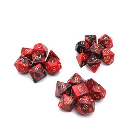 DollaTek Polyhedral Dice Set Table Games Dice 3 Sets Dice 3 x 7 (21 Pieces) Dice Series D20 D12 D10 D8 D6 D4 DND Dice DND RPG MTG Double Colour One Piece (Black and Red)