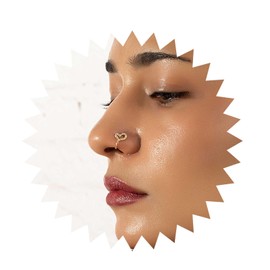 Inilbran Punk Love Heart Nose Ring Clip On Vintage CZ Heart Fake Nose Ring Gold Hollow Heart Nose Cuff Hoop Ring Non Pierced Nose Ring Jewelry for Women and Girls, Stainless Steel