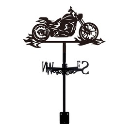 SUPERDANT Iron Weather Vane Motorcycle Steel Weather Vane Flames Wind Vane Black Weather Vane Ornament Outdoor Iron Roof Farmhouse Garden Outdoor Yard Decor Man Cave Gift 38.5 x 25.7 cm